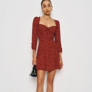 Elegant Red Floral Women's Dress